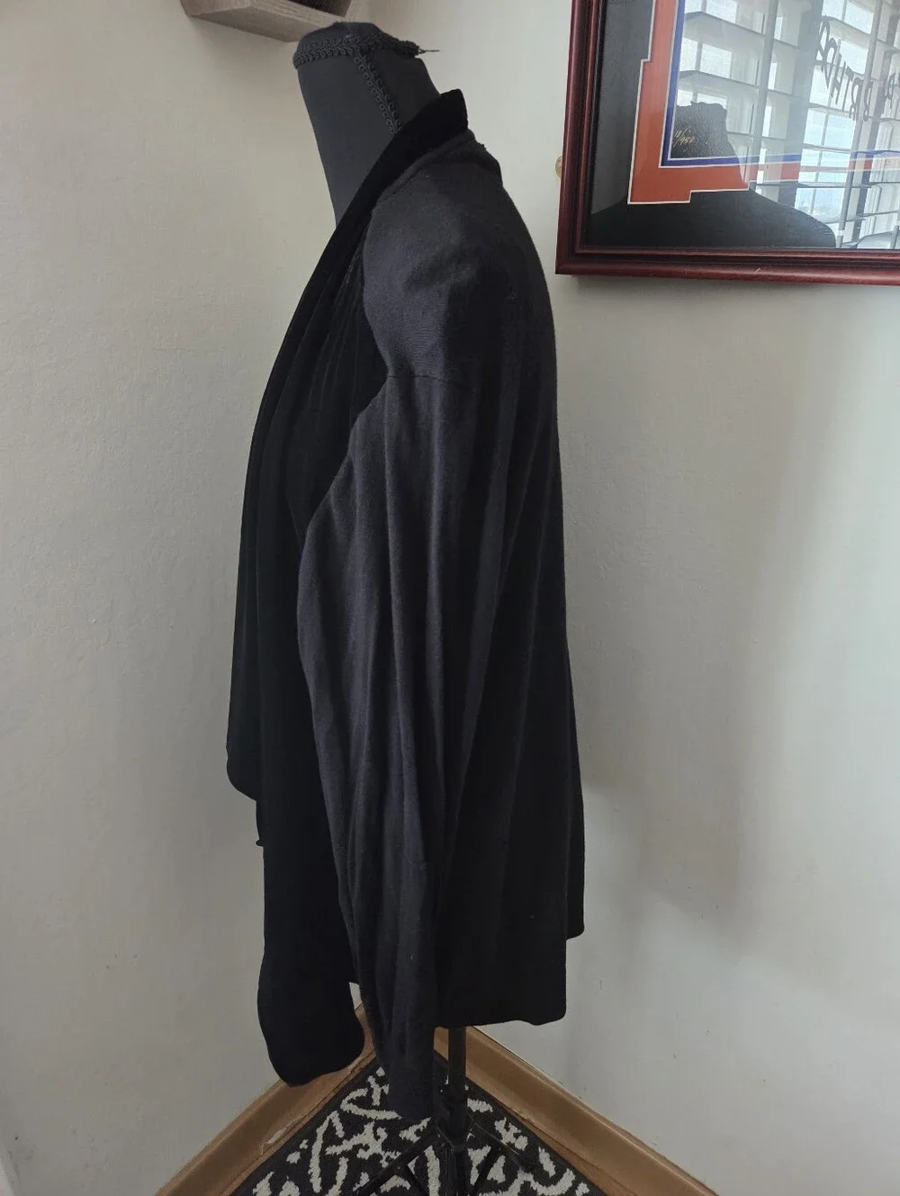 Michael Kors Black Draped Open-Front Velvet Mixed Media Sweater Cardigan 3X